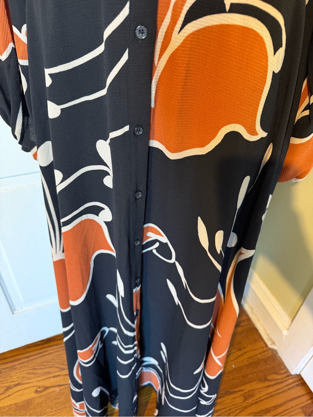 Premier Amour Long Black Maxi Dress with Rust Floral Print Size 10 - Picture 5 of 12